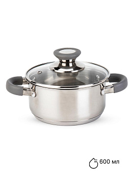 Кастрюля с крышкой 600мл 12х6см нержавеющая сталь 000000000001225925