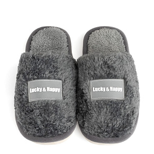 Туфли домашние-тапки р.40-41 LUCKY серый шерпа полиэстер 000000000001214560