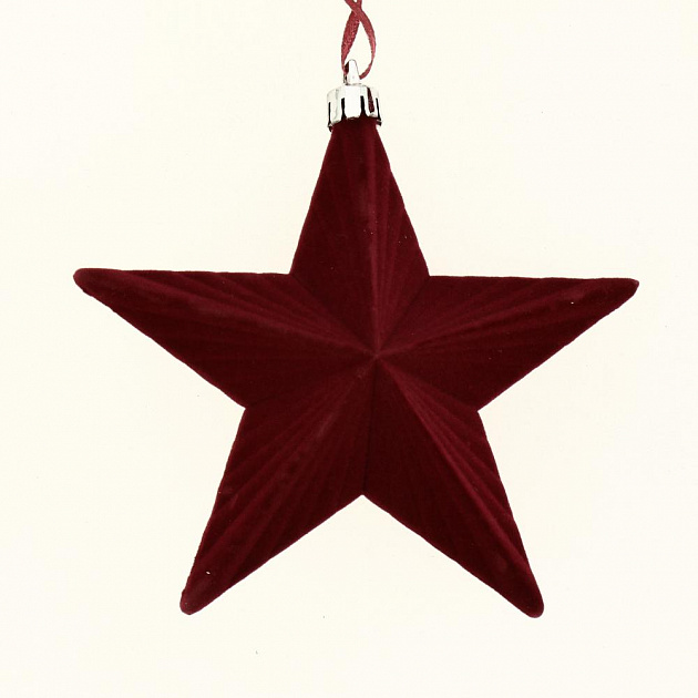 Новогоднее подвесное украшение Звёзды бордо бархат из полистирола 2шт 12x11x3,5см 81885 000000000001201822