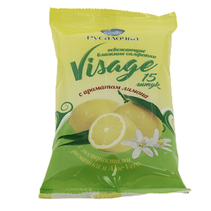 Салфетки влажные 15шт РУСАЛОЧКА Visage лимон 000000000001187536