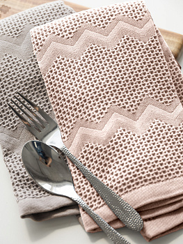 Полотенце кухонное 35x70см DE'NASTIA вафля зиг-заг розовый хлопок 100% 000000000001213578