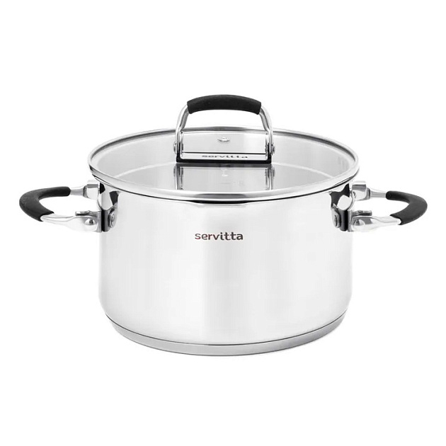 Кастрюля 5,8л SERVITTA Terso с крышкой ручки-трансформер носик для слива нержавеющая сталь 000000000001219681