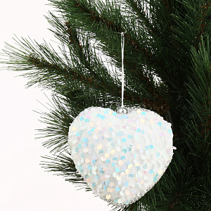 Декоративное украшение Звезда/Елочка/Сердечко 11см DARLENS с пайетками белый 000000000001209909