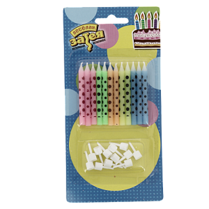 Свечи для торта 12шт/6см СФЕРА Горошек 000000000001166953