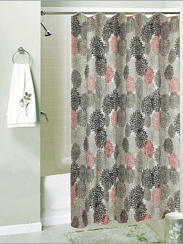 Занавеска Niklen для ванной с кольцами "Хризантема" 100%  полиэстер 178х180см, в комплекте 12 колец 7090 000000000001190270