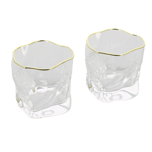 Набор стаканов 2шт D8,7см LUCKY прозрачный с золотой каймой стекло 000000000001208546