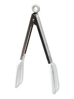 Щипцы кухонные универсальные 27x5,5см DE'NASTIA лопатка с прорезями мрамор серый/белый силикон 000000000001210433