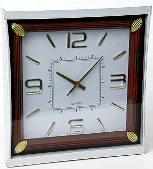 Часы настенные 34,8х34,8х4,2см GUTERWAHI квадратные дерево 000000000001213644