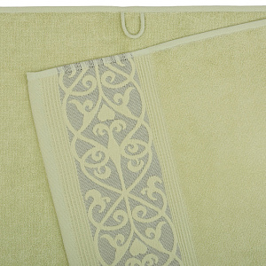 Полотенце махровое 100х150см LUCKY Вензельный бордюр светло-зеленый хлопок 100% 000000000001212856
