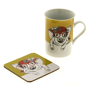 Кружка с подставкой 300мл НОВЫЙ ГОД фарфор 270-282 000000000001181822