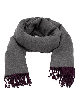 Палантин 70х180см однотон двусторонний темно-фиолетовый полиэстер 000000000001229228