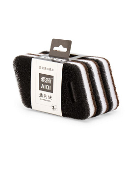 Губка износостойкая трёхслойная для мытья посуды 3шт коричневый_ST 000000000001228713