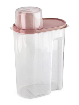 Контейнер 2,5л для сыпучих продуктов/для кормов с дозатором розовый полипропилен 000000000001227841