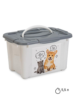 Контейнер для корма 5,5л LUCKY PET Серый пластик 000000000001223384