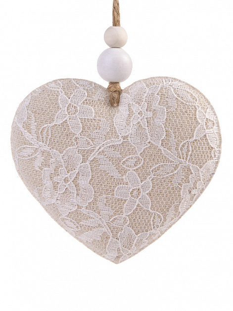 Новогоднее подвесное украшение Ажурное сердце из хлопчатобумажной ткани / 8,5x1,5x8см арт.80200 000000000001191276