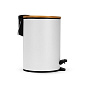Контейнер для мусора 3л LUCKY круглый с педалью нержавеющая сталь/бамбук белый