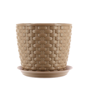 Кашпо с поддоном Ротанг Idea, бежевый, 1л, 13.5 см 000000000001129803
