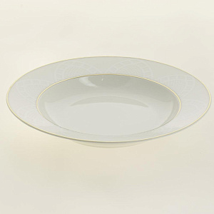 Тарелка суповая 22см DE'NASTIA KALIPSO белая с золотой каймой фарфор 000000000001209954