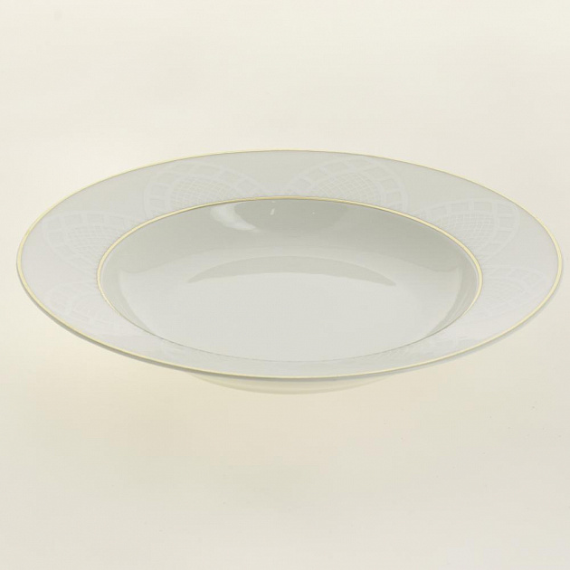 Тарелка суповая D22см DE'NASTIA KALIPSO белая с золотой каймой фарфор 000000000001209954