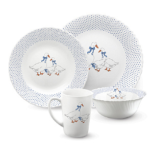 Набор столовой посуды 16 предметов FARFORELLE Гуси стеклокерамика Набор столовой посуды 16 предметов FARFORELLE Гуси стеклокерамика 000000000001214056