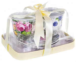 Набор чайный 4шт 2чашки фарфор 220мл/2блюдца Цветение подарочная упаковка Флора Olaff 124-01050 000000000001197816