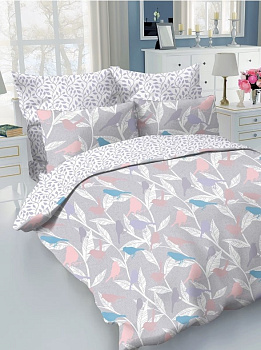 Комплект постельного белья 2-спальный LUCKY Певчие птицы 2наволочки 50х70см сатин 100% хлопок 000000000001209653