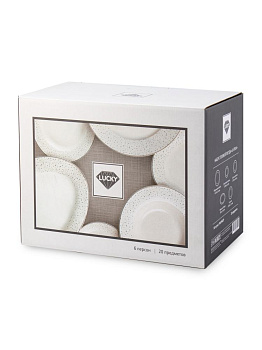 Набор столовой посуды 20 предметов LA PERLA (десертная 19см-6шт/обеденная 27см-6шт/суповая 23см-6шт/блюдо овальное 30см-1шт/салатник 20см-1шт) фарфор 000000000001224673