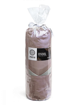 Проcтыня натяжная 200x200+25см DE'NASTIA светло-коричневый 100%хб сатин C010879 000000000001204405