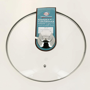 Крышка 30см TIMA круглая НЖС ручка металлический обод стекло 000000000001200711