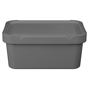 Ящик 27х19х12см 4,6л ECONOVA LUXE универсальный с крышкой серый пластик 000000000001206121