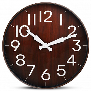 Часы настенные D30см Dark wood круглые пластик/стекло 000000000001209236