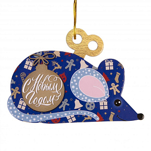 Новогоднее подвесное украшение Мышка на удачу из картона с предсказанием под скретч слоем / 11x8x0,2см арт.79958 000000000001191341