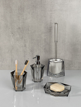 Диспенсер для жидкого мыла 9,5x17,5см DE'NASTIA CRYSTAL серый акрил/пластик 000000000001228364