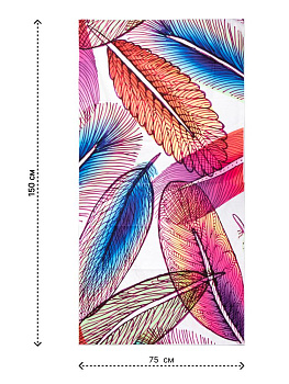 Полотенце пляжное с чехлом 75х150см Перья микрофибра полиэстер 000000000001227522