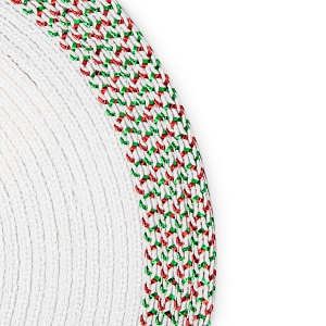 Салфетка сервировочная 38см LUCKY круглая блестящая с бордюром белый/красный/зелёный полиэстер 000000000001218993