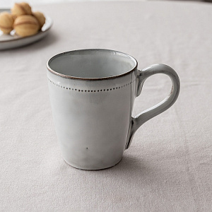 Кружка 380мл DE'NASTIA бордюр точки коричневая кайма белый керамика 000000000001220850