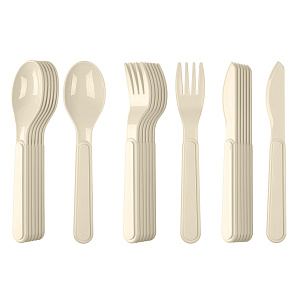 Набор для пикника на 6 персон 37 предметов IDILAND с декором светло-бежевый пластик 000000000001218693