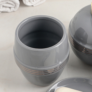 Набор для ванной 4 предмета Бесконечность мыльница дозатор для мыла 2стакана серый керамика 000000000001211487