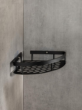 Полка навесная 28x21x5см DE'NASTIA угловая черный алюминий 000000000001227439