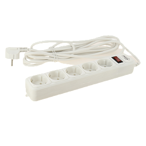 Фильтр сетевой 5м 5 розеток LUAZON LIGHTING 2200Вт 10А 220В белый 000000000001205716