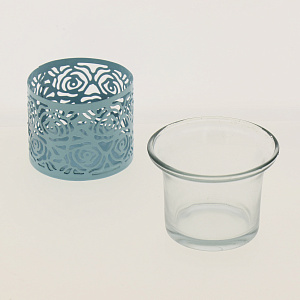 Подсвечник метал стекл ажур микс R000117 000000000001182147