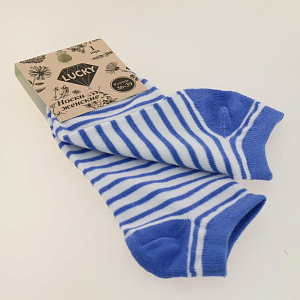 Носки женские р.36-39/23-25 LUCKY укороченные синий полоска 000000000001184373