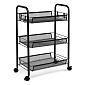 Этажерка 3-х ярусная 63х25х48см FORA сетка на колесиках черный металл