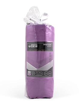 Проcтыня натяжная DE'NASTIA сатин 160x200+25см 100%Хлопок сирень C010755 000000000001192983