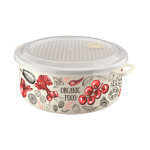 Емкость для холодильника и микроволновой печи 2л PHIBO с декором белый пластик 000000000001222394