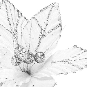 Декоративное украшение цветок 19 см серебряный 000000000001225533