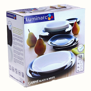 CARINE WHITE&BLACK Набор столовой посуды 18 предметов LUMINARC стекло 000000000001061168
