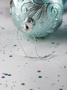 Набор украшений декоративных 9шт голубой пластик (шар матовый 6см-2шт, шар с блестками 6см-2шт, шар с рисунком 6см-5шт) 000000000001208296