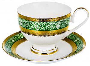 Набор чайный 12 предметов (чашка 230мл-6шт/блюдце-6шт) BALSFORD Саксония золото/зеленый подарочная упаковка фарфор 000000000001193940