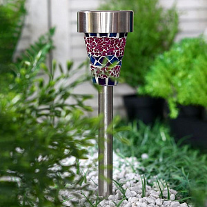 Фонарь садовый 38,5см D7,5см LUAZON LIQHTING Витраж фиолетовый 1 LED на солнечной батарее металл 000000000001211016